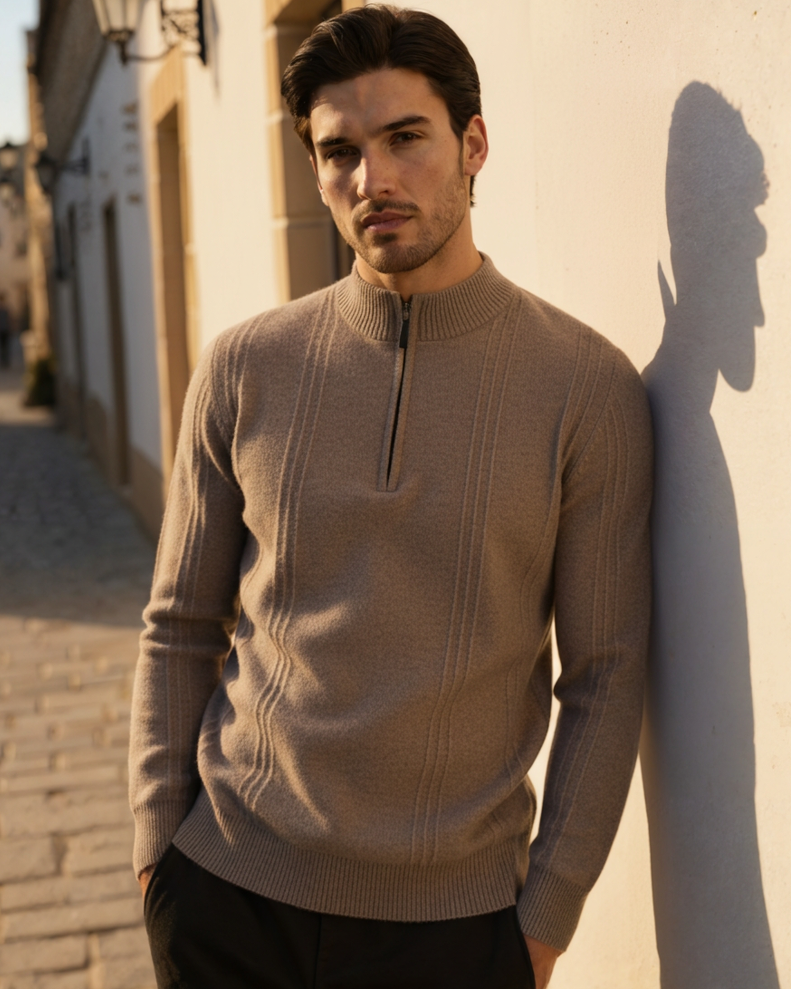 100% Cashmere Ribbed Half Zip - Brooksfor