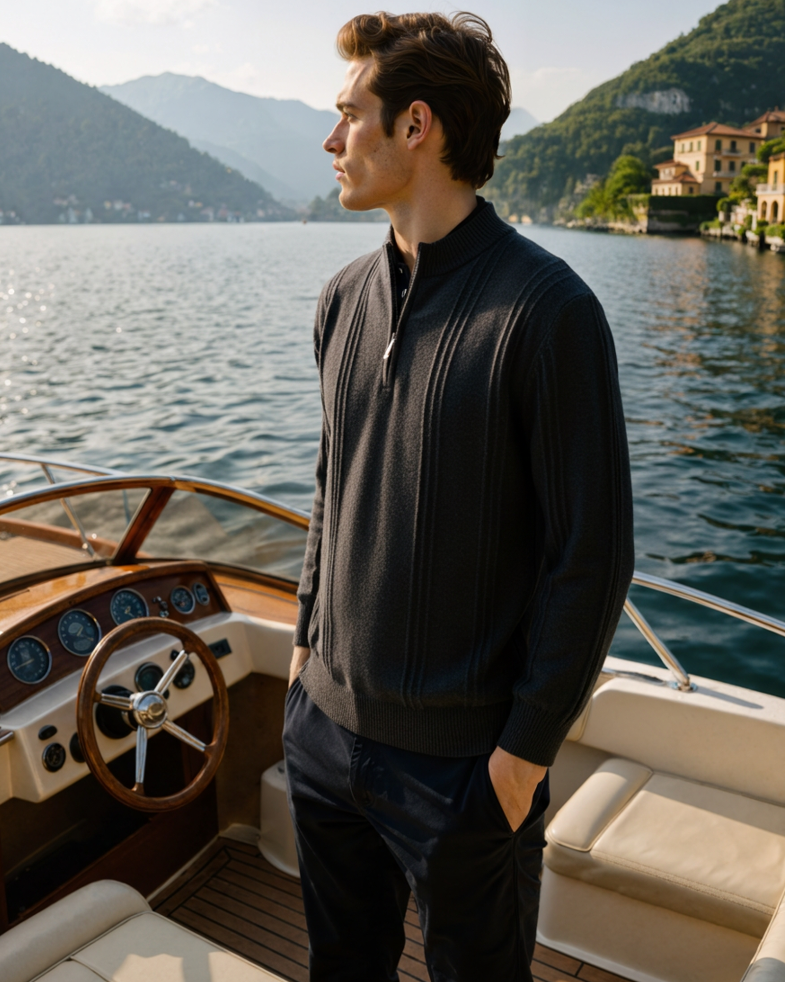 100% Cashmere Ribbed Half Zip - Brooksfor