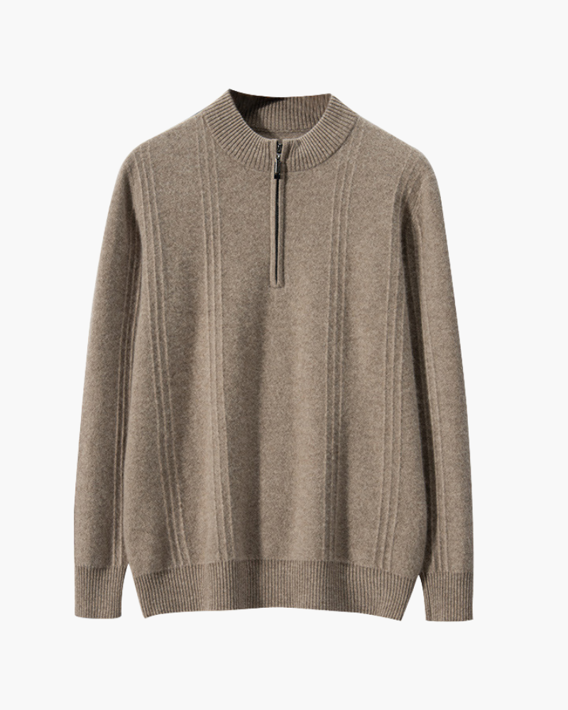 100% Cashmere Ribbed Half Zip - Brooksfor