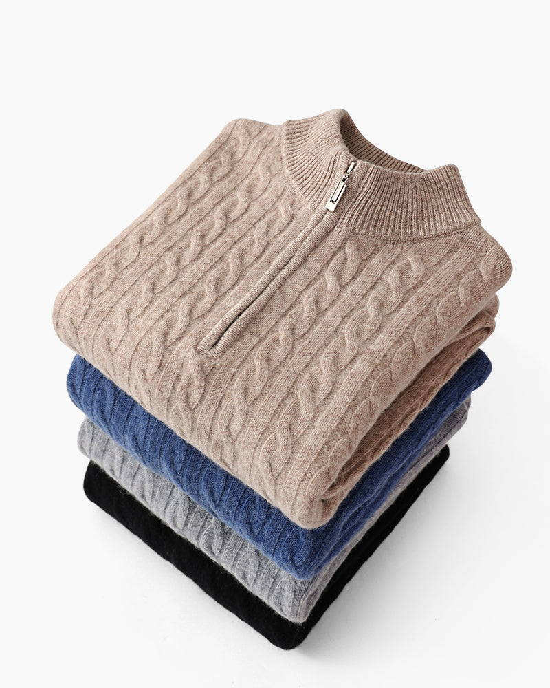 100% Cashmere Woven Half Zip - Brooksfor