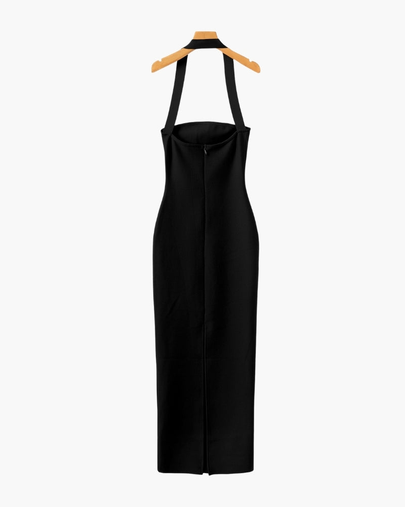 Halter Neck Slim Fit Maxi Dress - Brooksfor