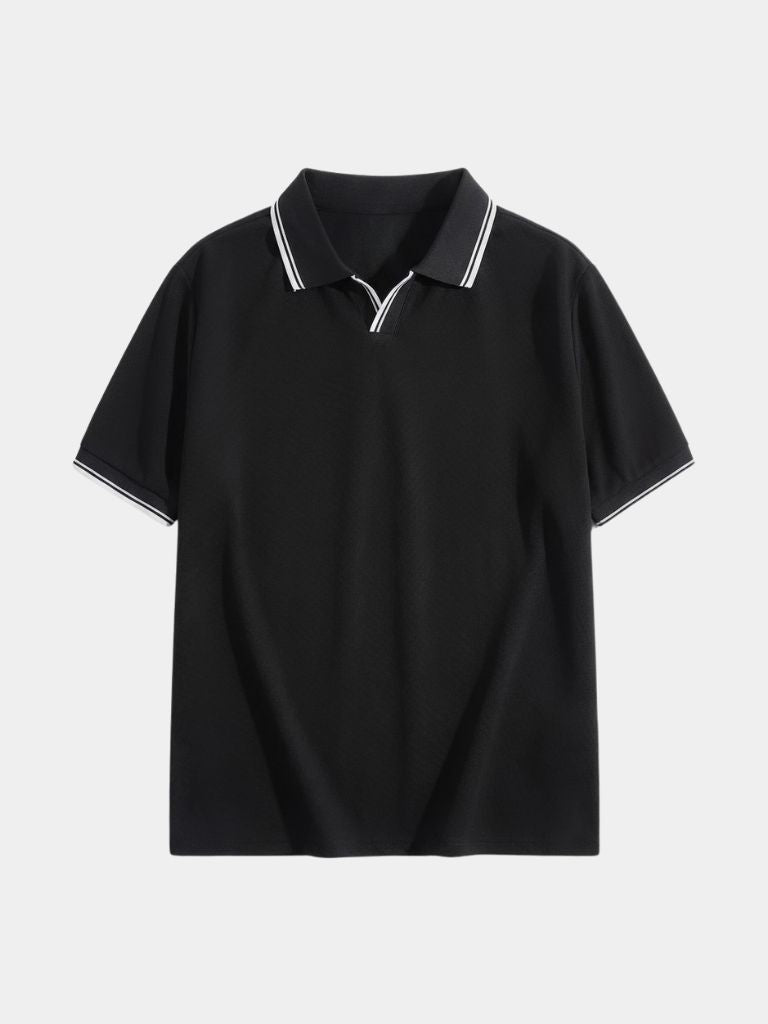 Timeless Black V-Neck Polo - Brooksfor