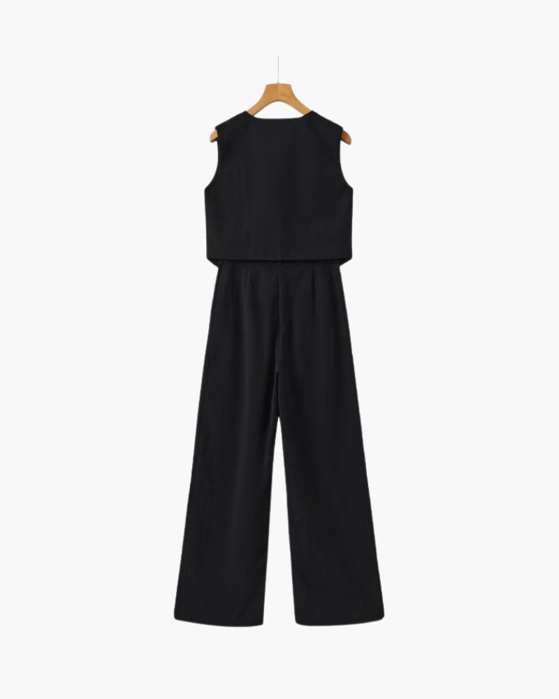 Classy Lady - Linen Two-piece Set - Brooksfor
