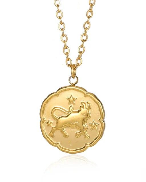 Zodiac Sign Necklace - Gold - Brooksfor
