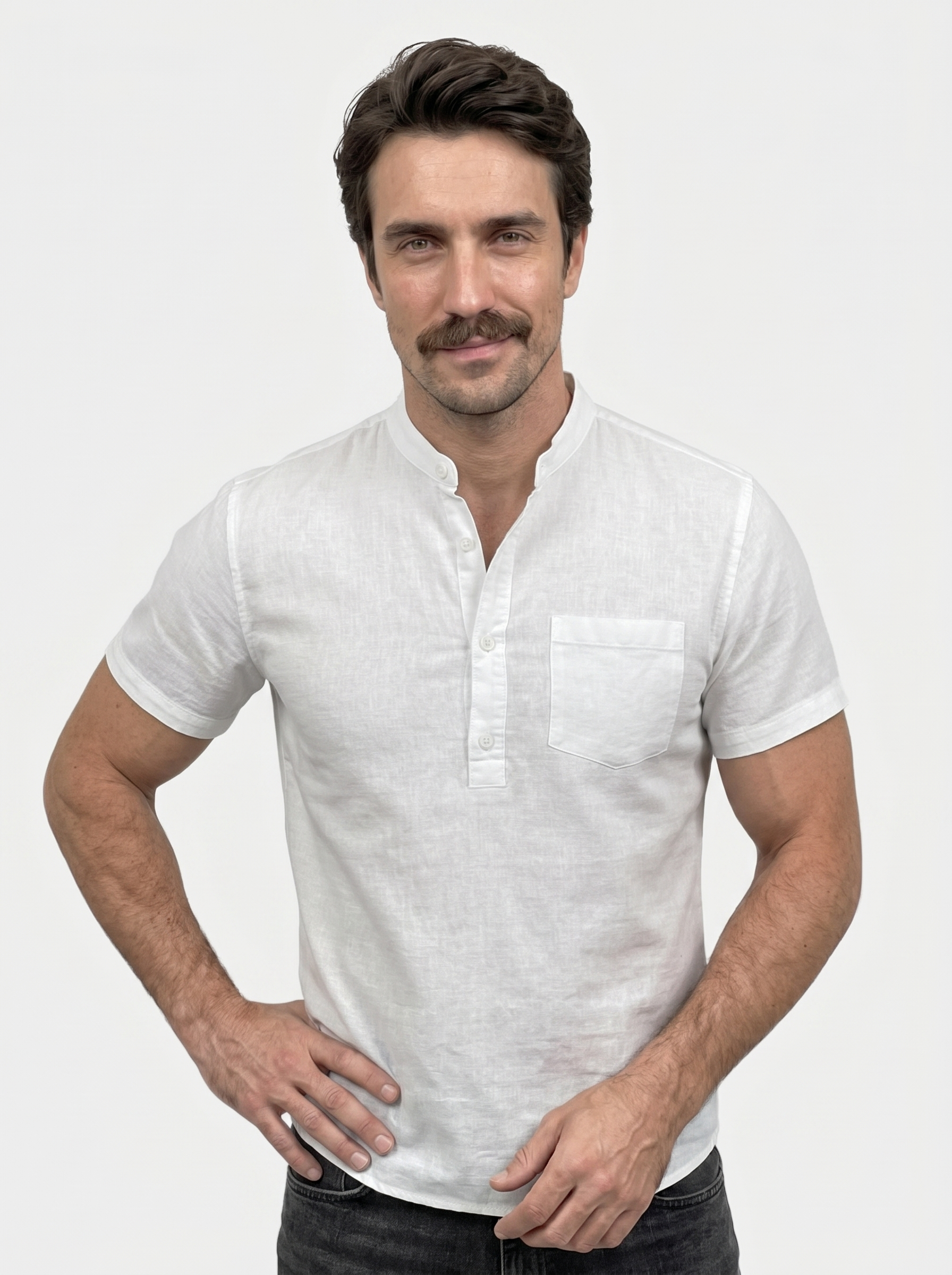 White Wellspring Linen T-Shirt - Brooksfor