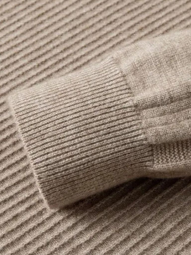 Stripe Quarter Zip Wool Sweater - Brooksfor