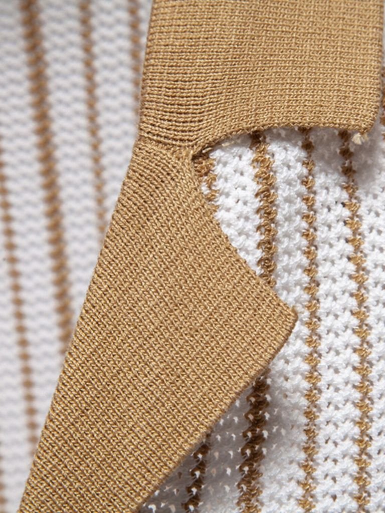 Striped Knit Polo Shirt - Brooksfor