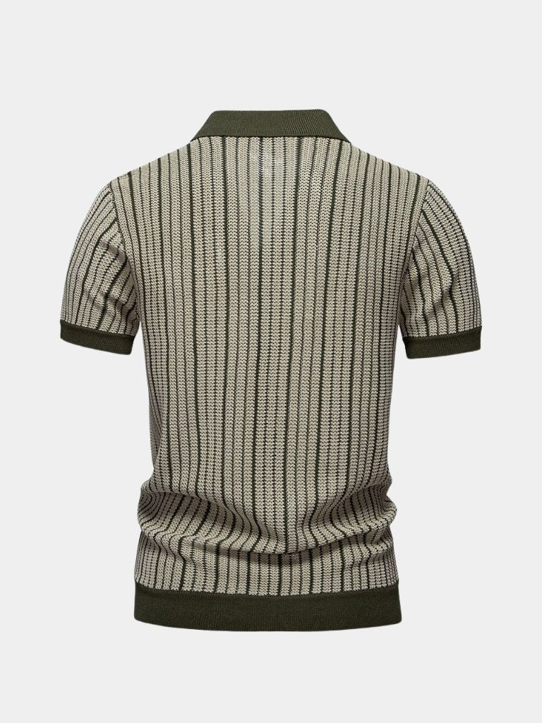 Striped Knit Polo Shirt - Brooksfor