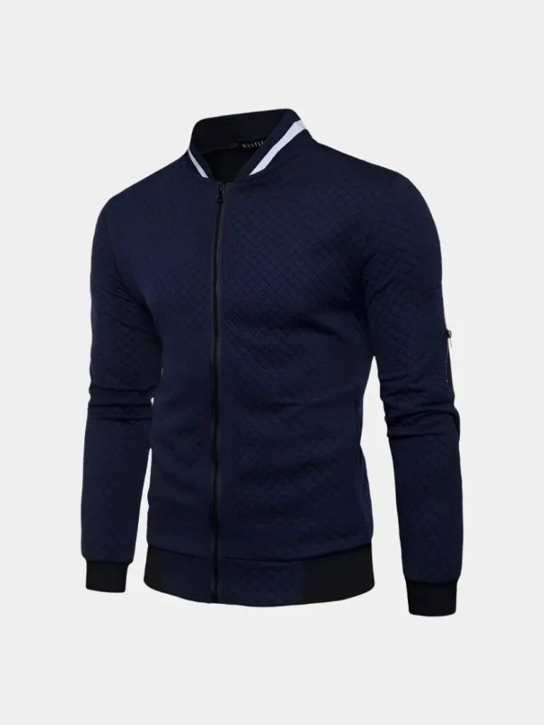 Textured Casual Bomber Jacket - Brooksfor
