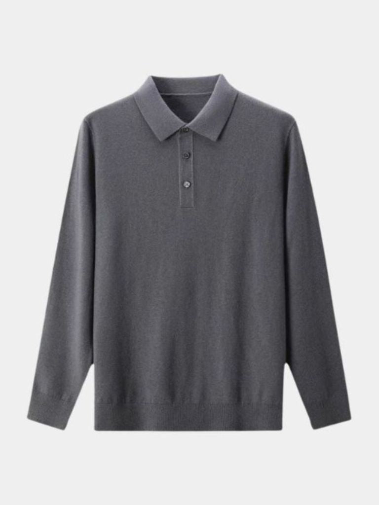 Wool Knit Button Up Polo Pullover - Brooksfor