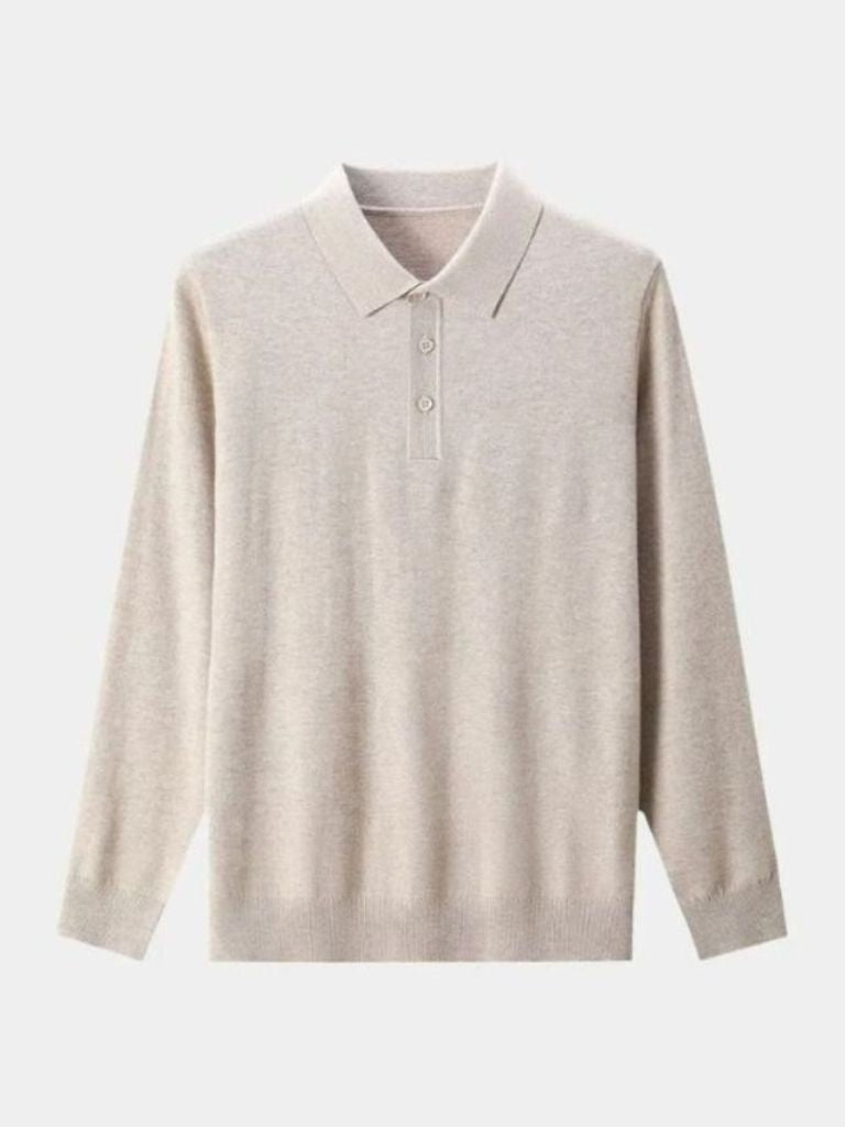 Wool Knit Button Up Polo Pullover - Brooksfor