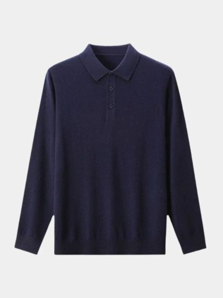 Wool Knit Button Up Polo Pullover - Brooksfor