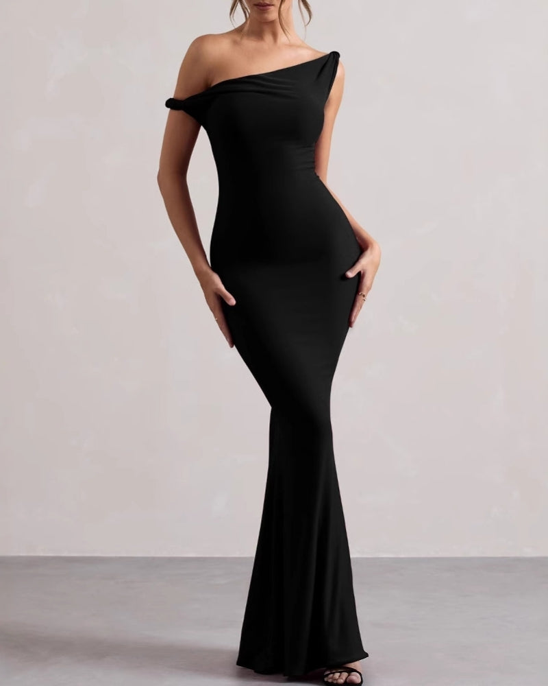 One-Shoulder Bodycon Long Dress - Brooksfor
