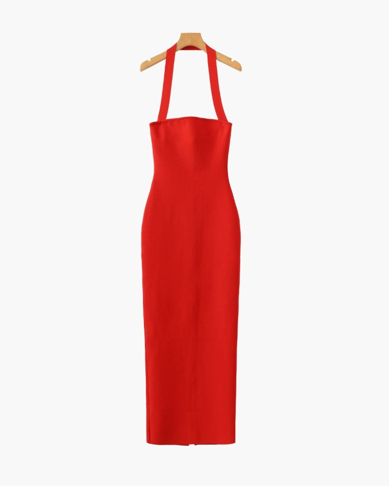 Halter Neck Slim Fit Maxi Dress - Brooksfor