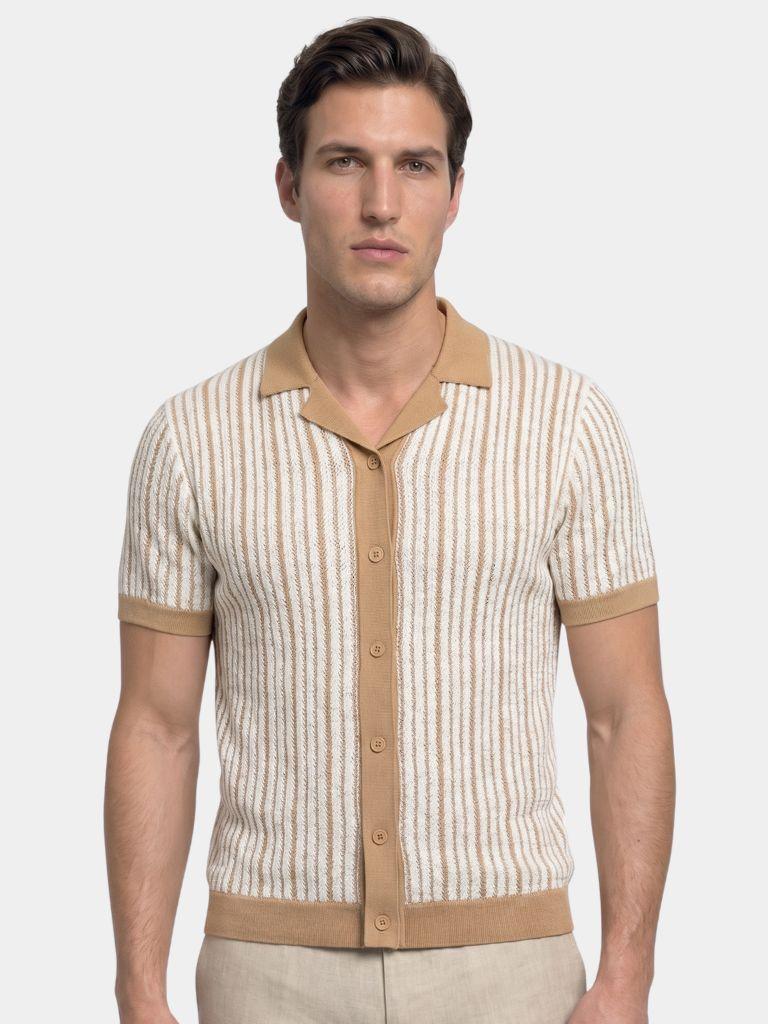 Striped Knit Polo Shirt - Brooksfor