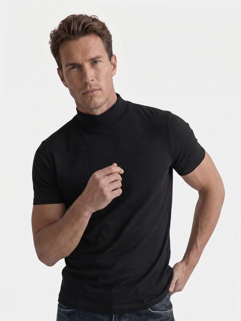 Solid Casual Turtle Neck T-Shirt - Brooksfor