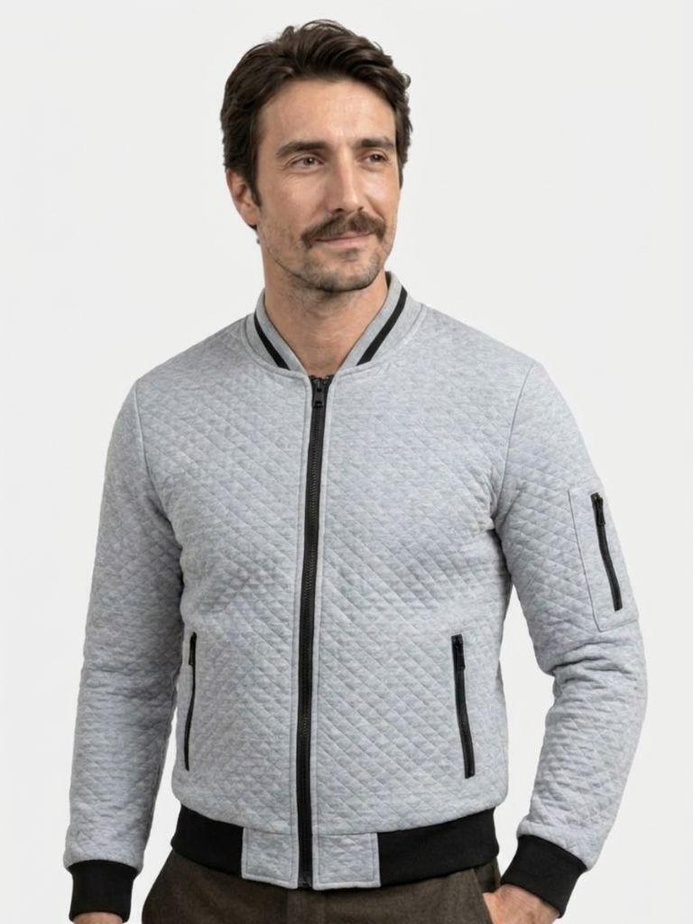 Textured Casual Bomber Jacket - Brooksfor