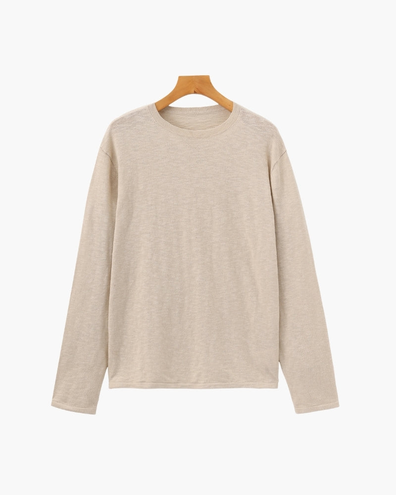 Linen Cotton Essential Crewneck - Brooksfor