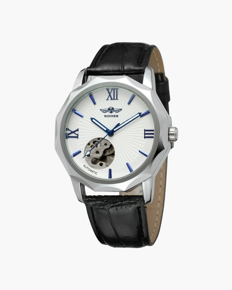 Classic Skeleton Dial Steel Watch - Brooksfor
