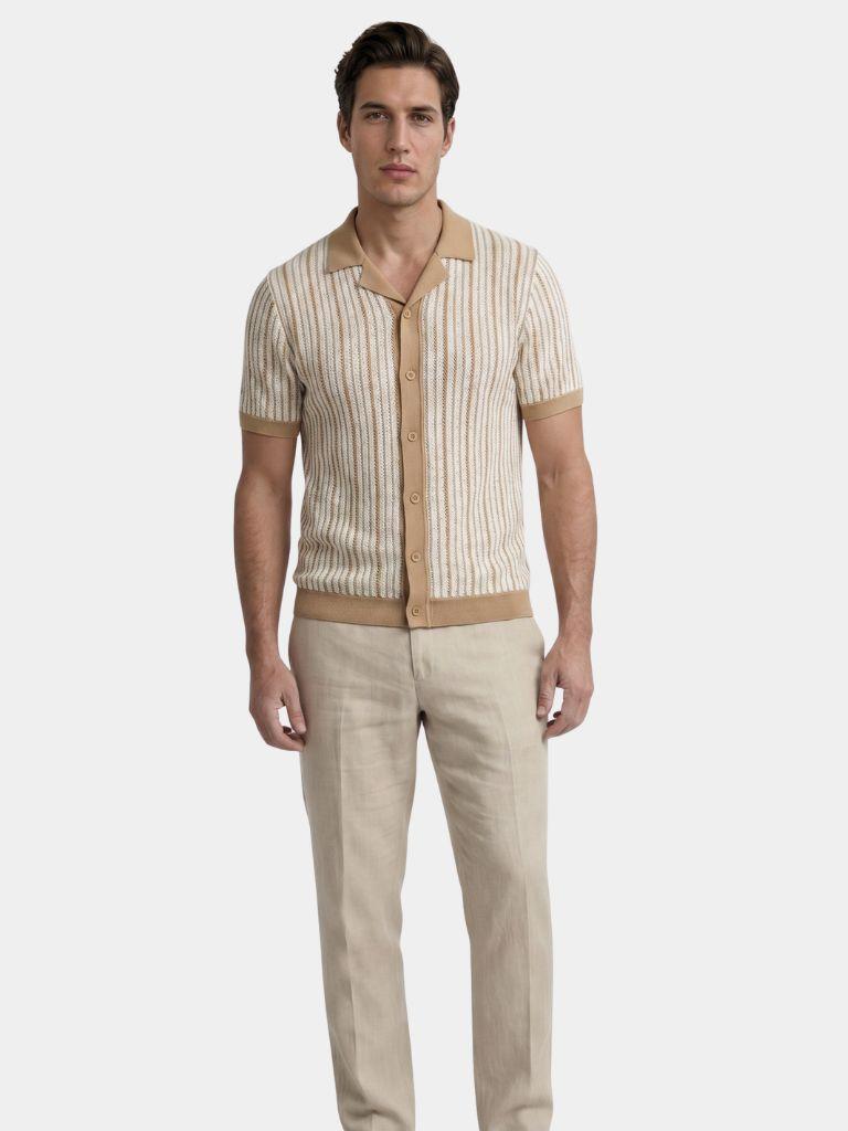 Striped Knit Polo Shirt - Brooksfor