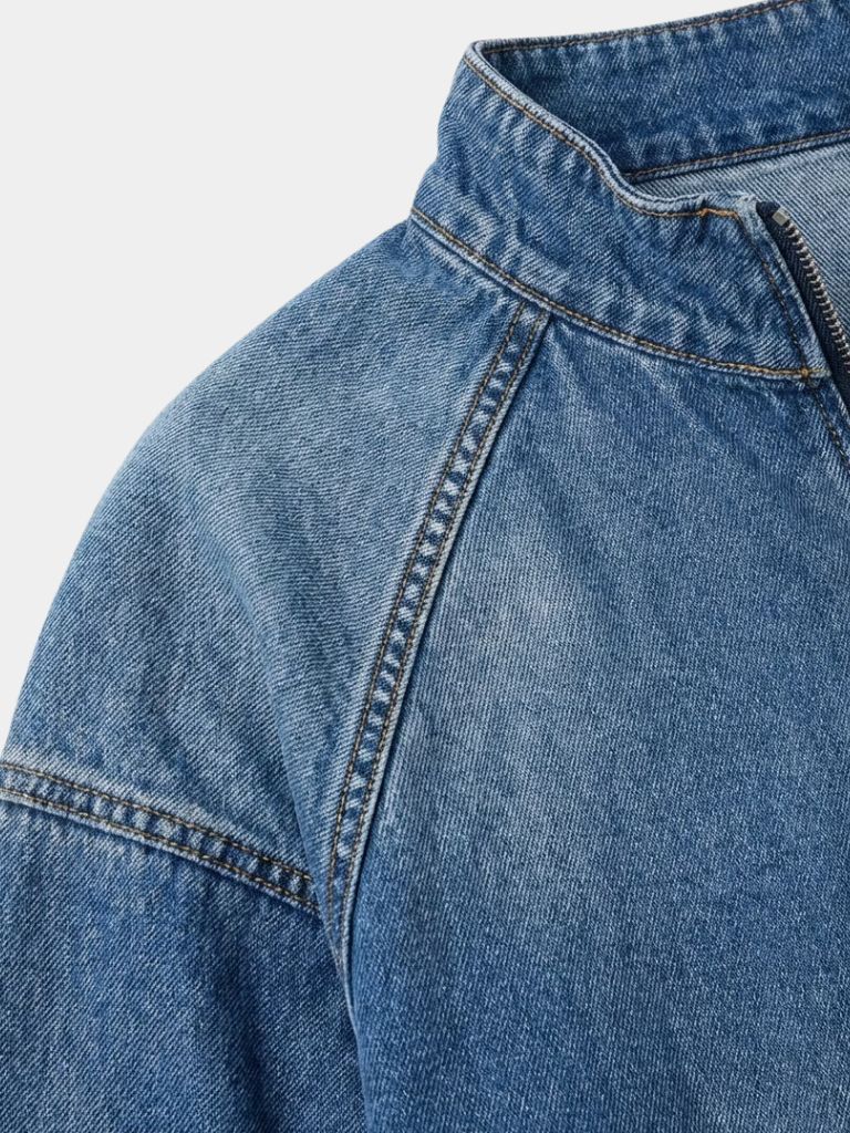 Stonewash Denim Quarter Zip Jacket - Brooksfor
