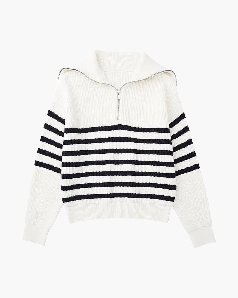 Striped Zip Up Sweater - Brooksfor