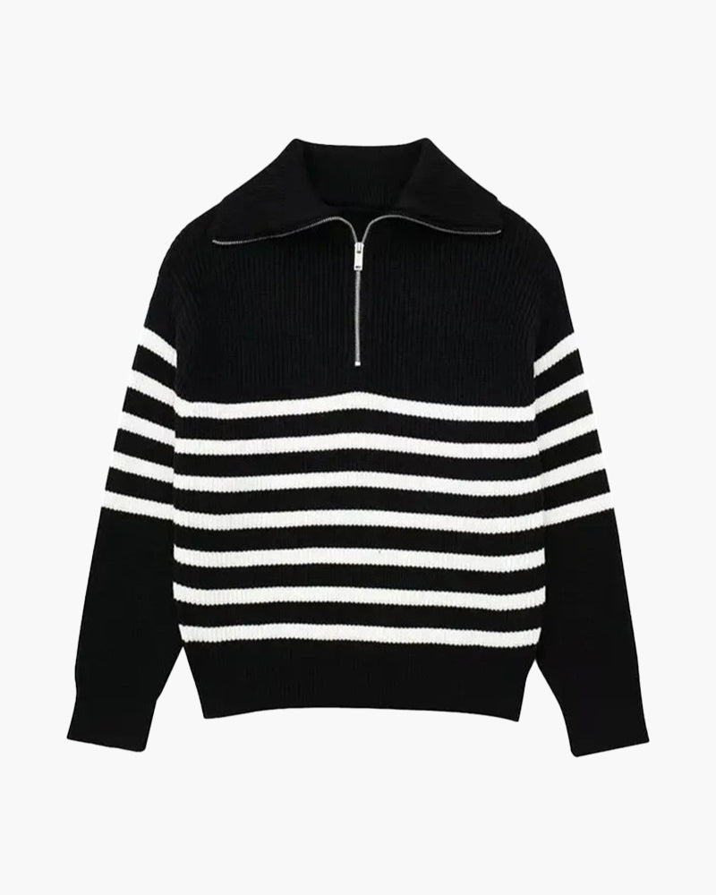 Striped Zip Up Sweater - Brooksfor