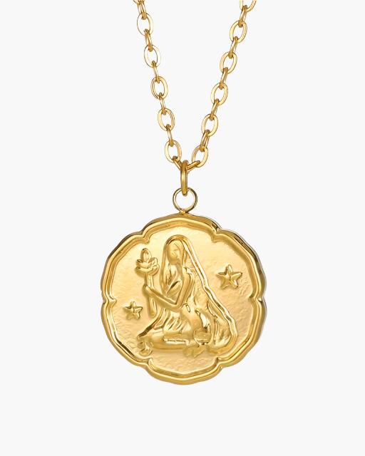 Zodiac Sign Necklace - Gold - Brooksfor