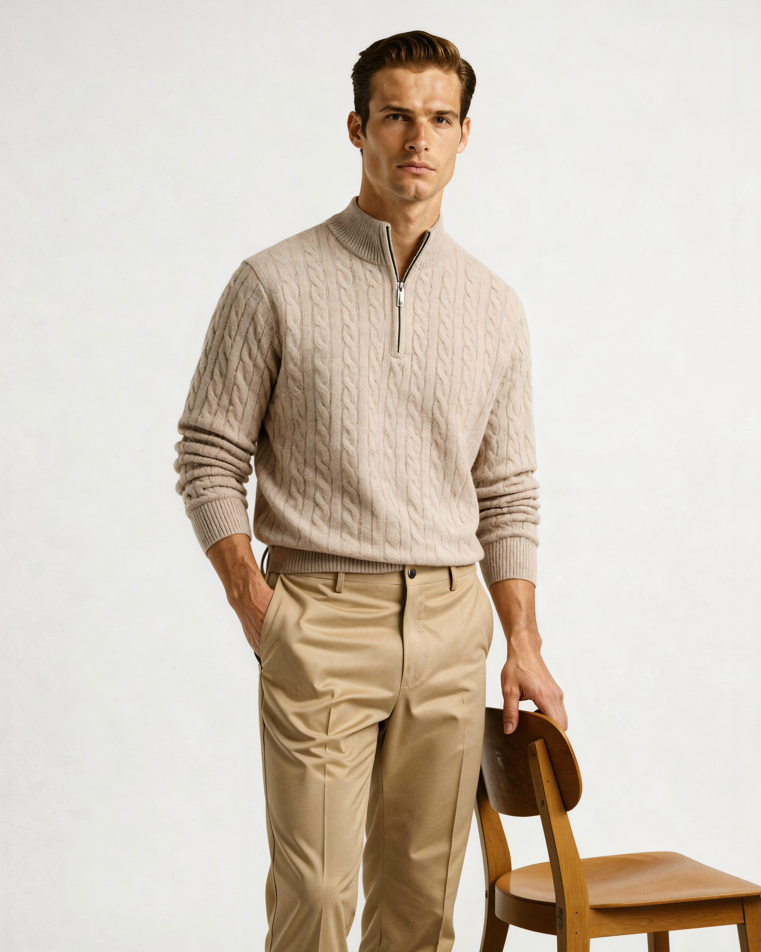 100% Cashmere Woven Half Zip - Brooksfor