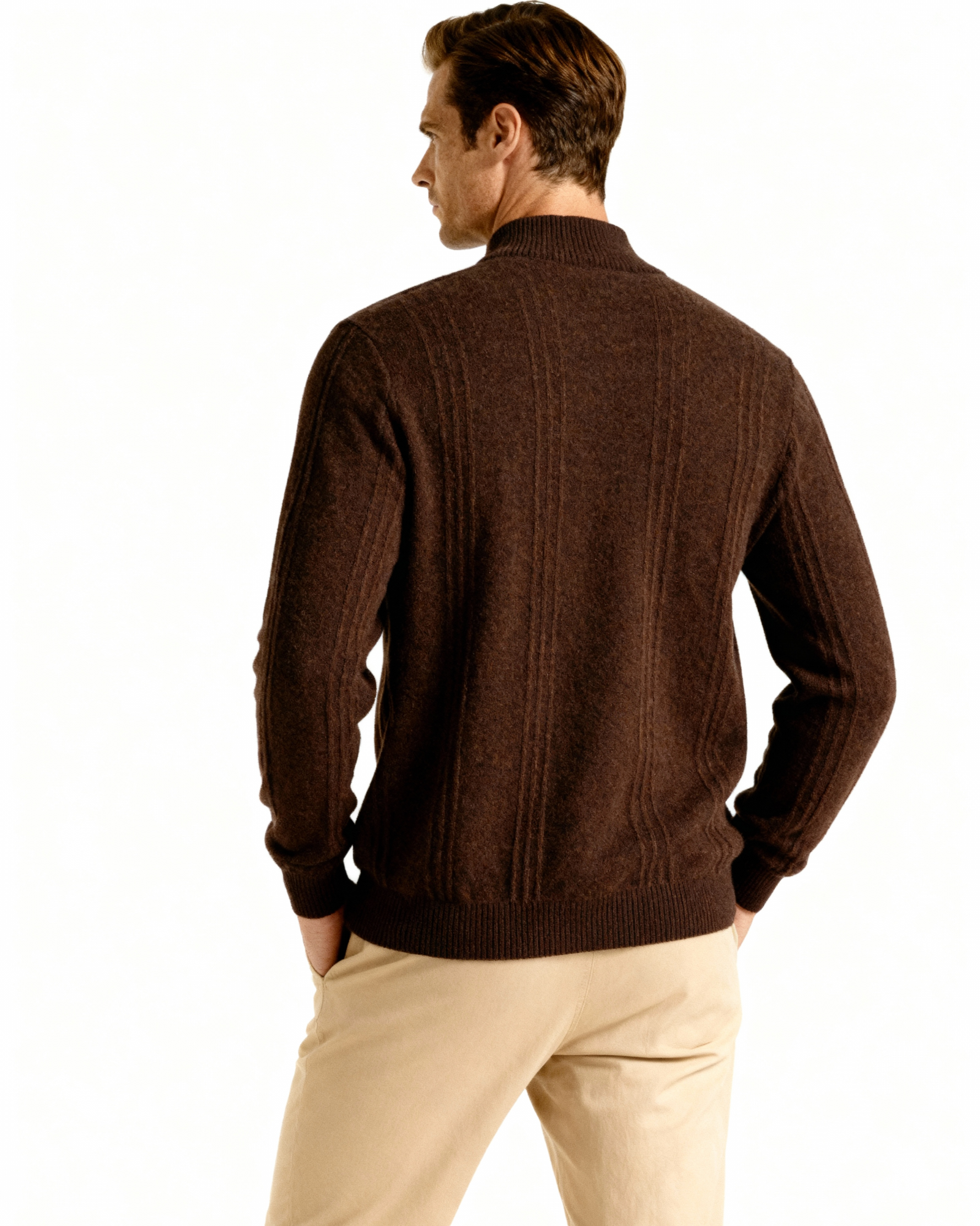 100% Cashmere Ribbed Half Zip - Brooksfor