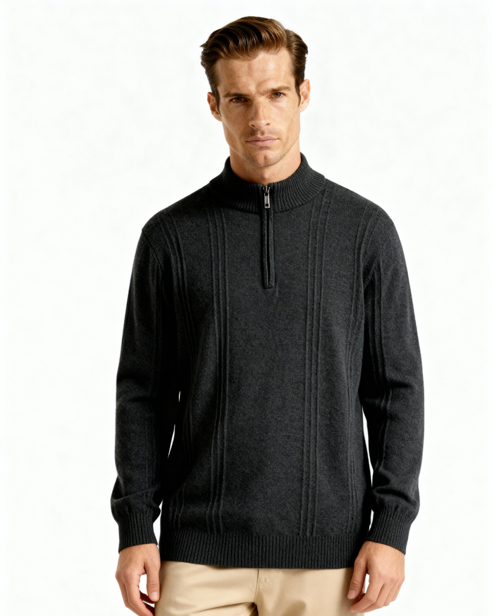 100% Cashmere Ribbed Half Zip - Brooksfor