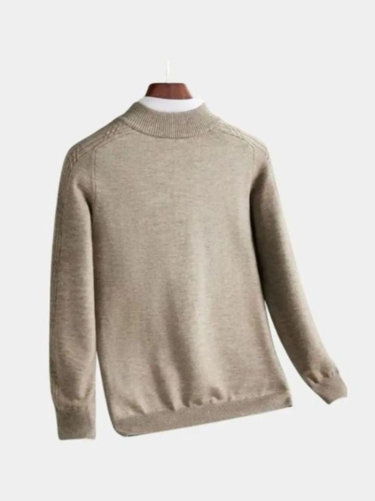 Stripe Quarter Zip Wool Sweater - Brooksfor