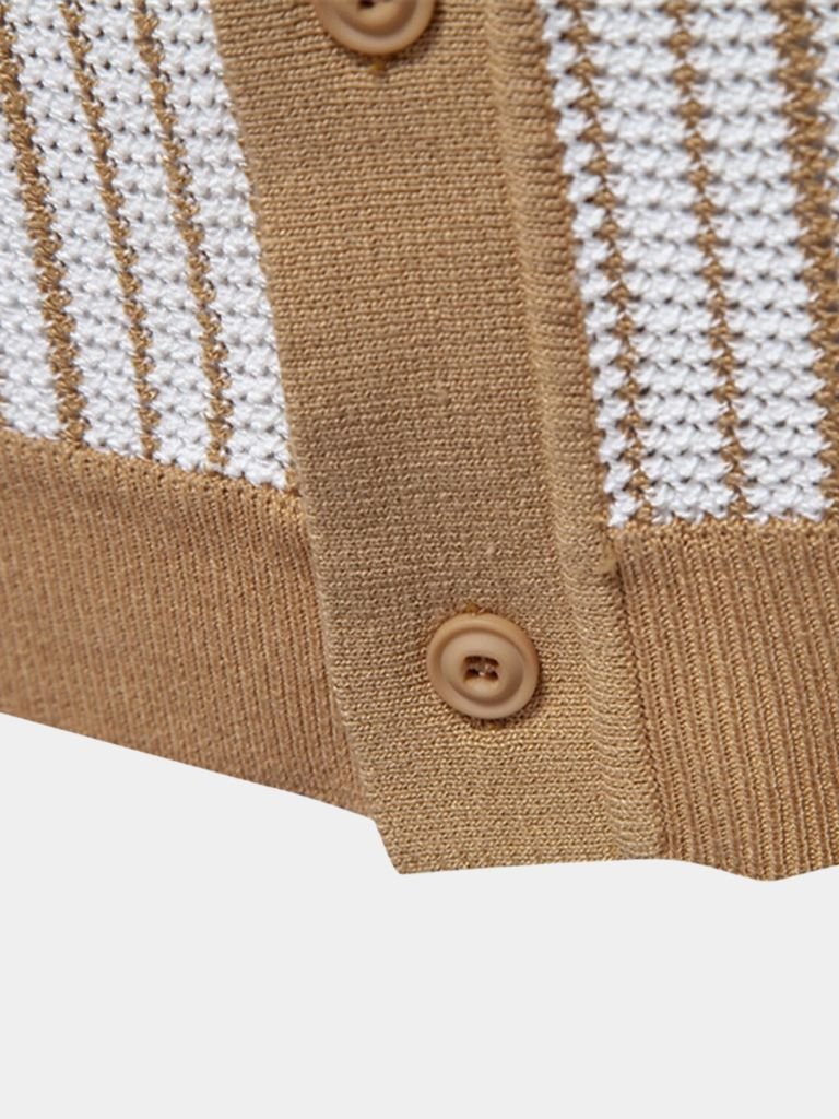 Striped Knit Polo Shirt - Brooksfor