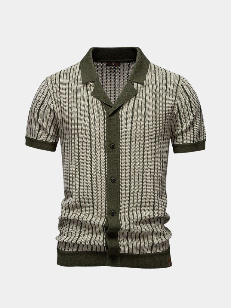 Striped Knit Polo Shirt - Brooksfor