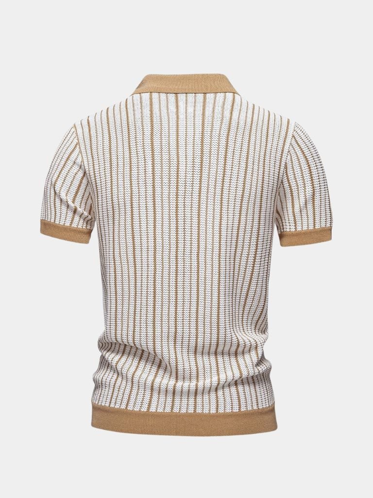 Striped Knit Polo Shirt - Brooksfor