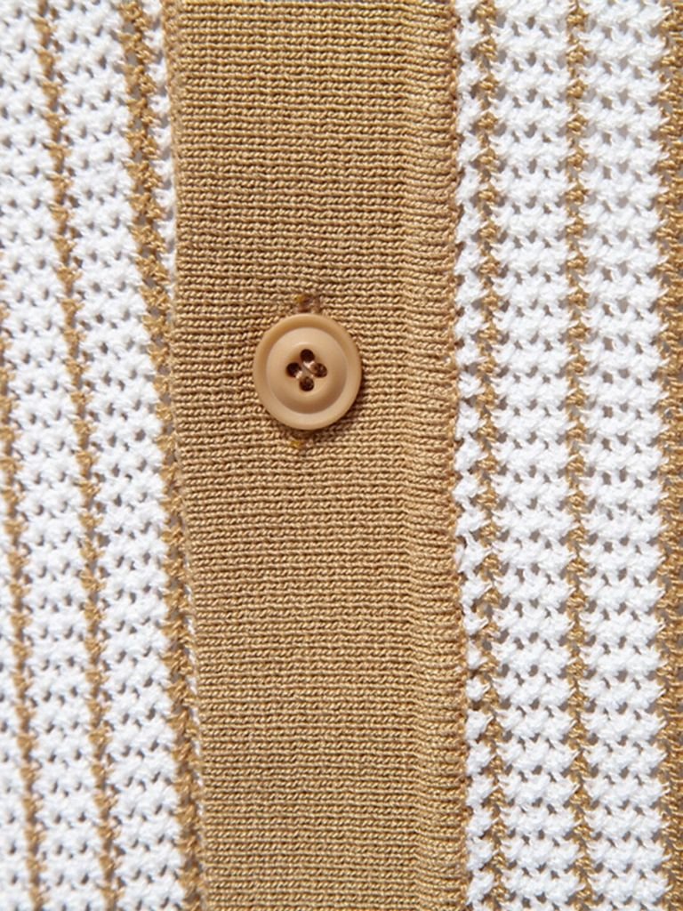 Striped Knit Polo Shirt - Brooksfor