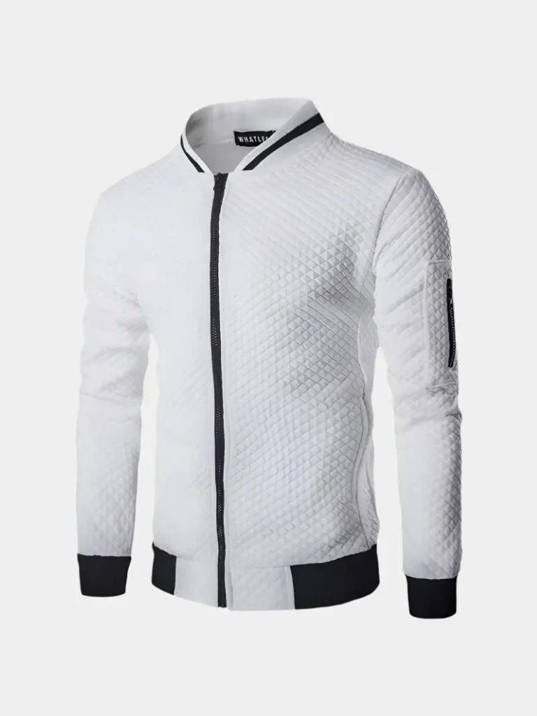 Textured Casual Bomber Jacket - Brooksfor