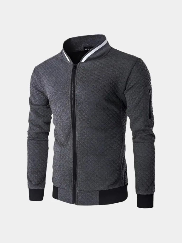 Textured Casual Bomber Jacket - Brooksfor