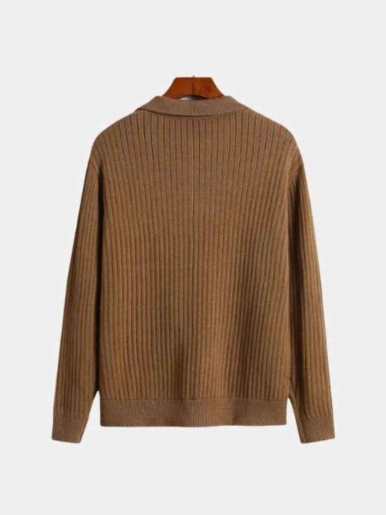 V-Neck Polo Pullover Ribbed - Brooksfor