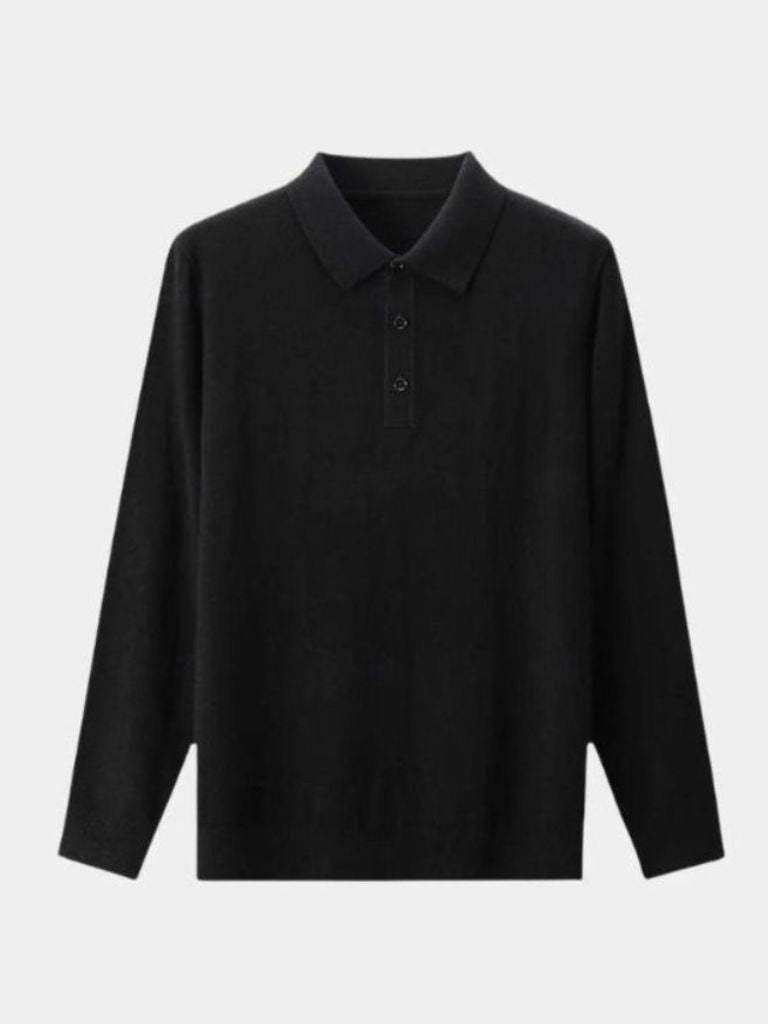 Wool Knit Button Up Polo Pullover - Brooksfor